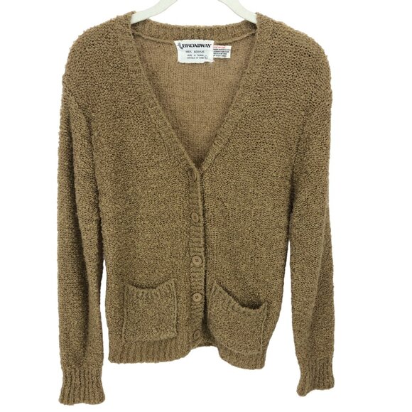 The Broadway Vintage Acrylic Gold Button-Down Cardigan Size L - Picture 1 of 6